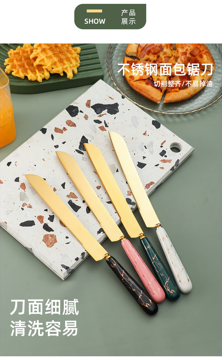 Ceramic Handle Stainless Steel Knife and Spatula Gift Set Creative Baking Tools Cheese Knife Butter Knife Cake Spatula Pizza Spatula