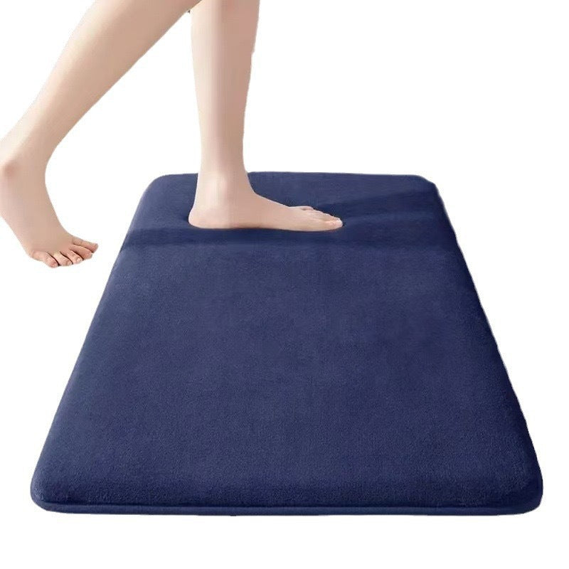 Solid Color Coral Fleece Bathroom Mat Entrance Water Absorption Foot Mat Dirt-Resistant Non-Slip Mat Manufacturer