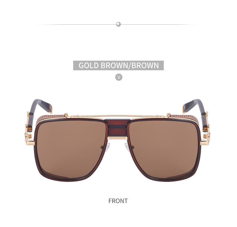 European and American Steampunk Sunglasses for Men, UV Protection, Full Coverage, Sunscreen Sunglasses for Women, Trendy Wholesale Glasses