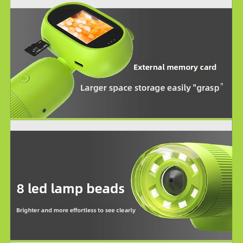 Cartoon High-Definition New Children's Digital Electronic Microscope with Screen Handheld Portable Magnifier Educational Gift In Stock