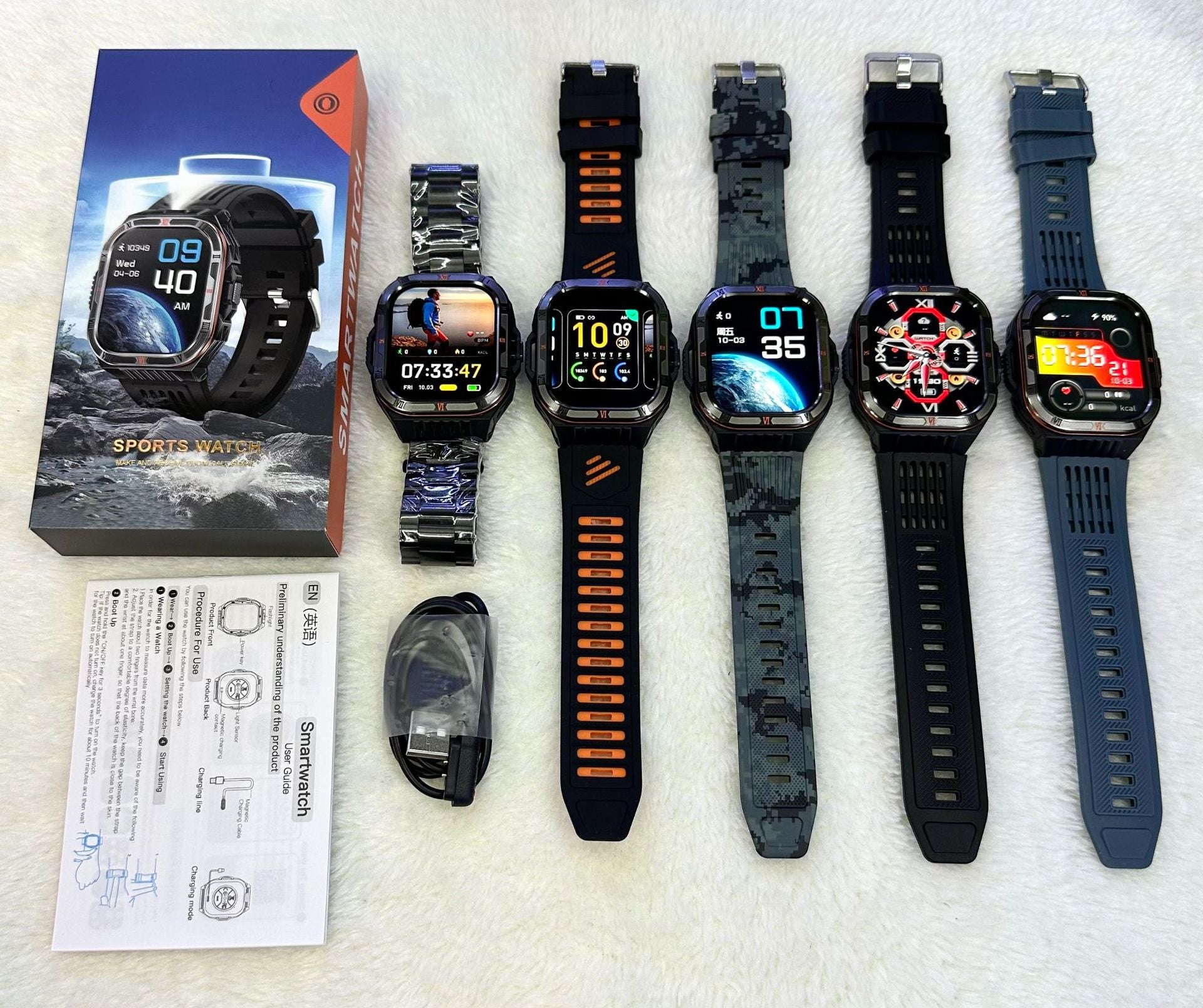 HT38Smart Watch Bluetooth Call Heart Rate Pedometer Sleep Flashlight Deep Waterproof Large Battery Three-Proof Sports