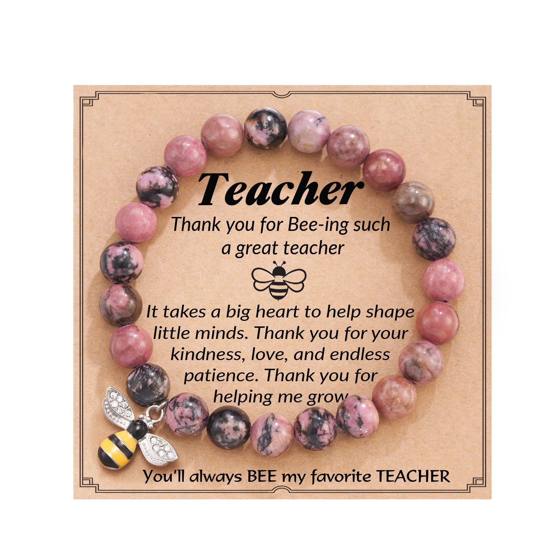 Teacher's Day Apple Pendant Bracelet Graduation Season Gift Lapis Lazuli Heart Pink Zebra Purple Agate Graduation Season Bracelet