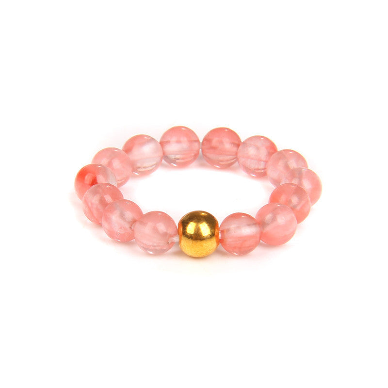 Women's Amethyst Cat's Eye Ring Natural Stone Bead Ring Handmade Elastic Ring4mm Crystal Angel Stone Ring