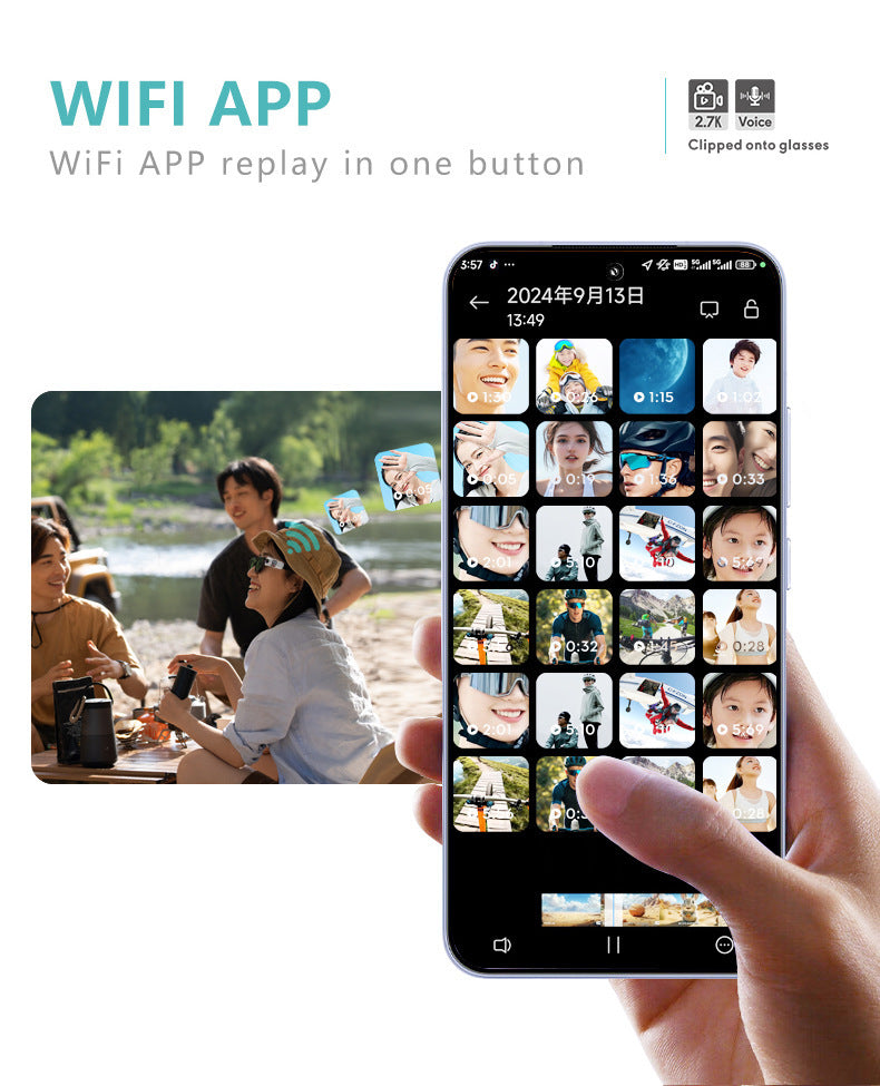 New2K HD Eyewear Head-Mounted Recorder Video Device Portable Life Camera Outdoor Sports Camera