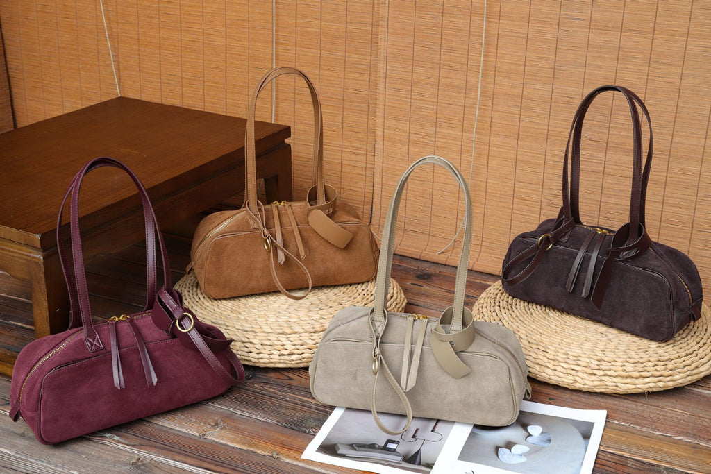 European and American Style Matte Leather Women's Bag High-End Luxury Boston Bag Lazy Style Korean Versatile Niche Underarm Shoulder Bag