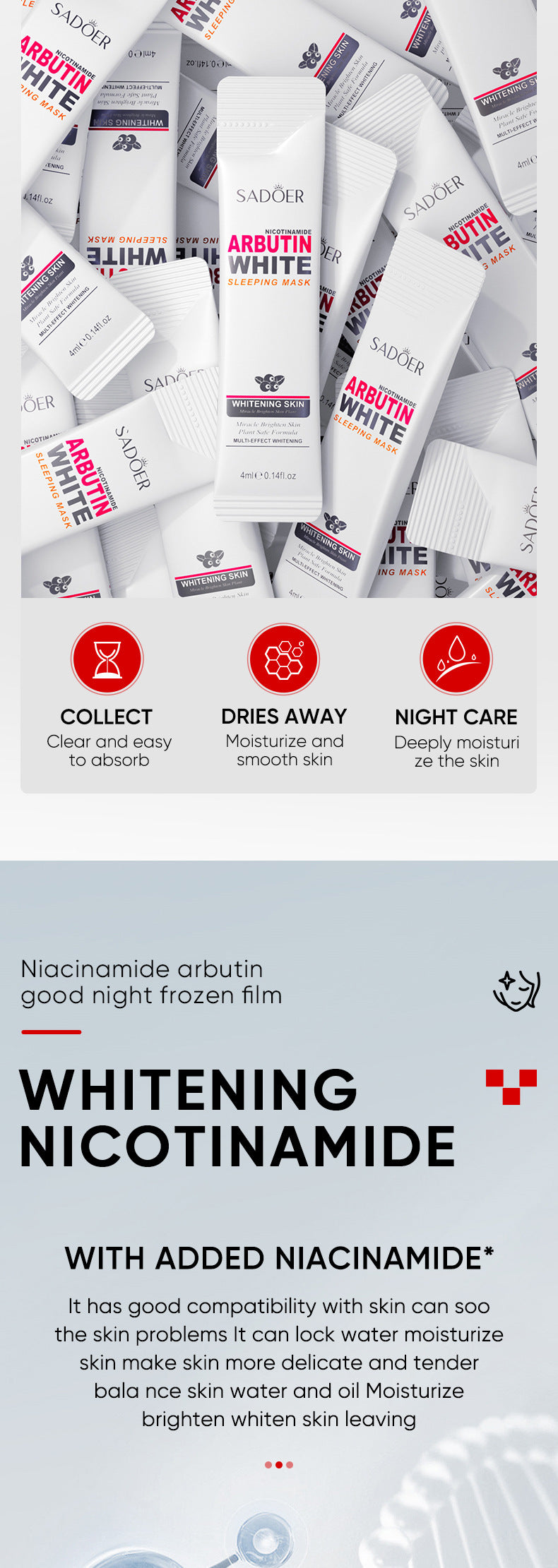 Aloe Vera Good Night Freeze Mask Strip Pack SADOER Sleeping Mask No-Rinse Apply-On Cross-Border Foreign Trade Wholesale