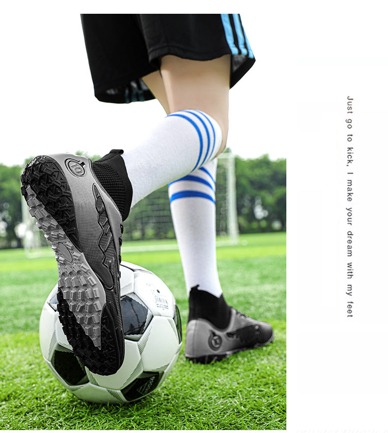 New Professional Football Shoes Boys High Top Youth Students Competition Training AG Long Spike Broken Spike Sneakers