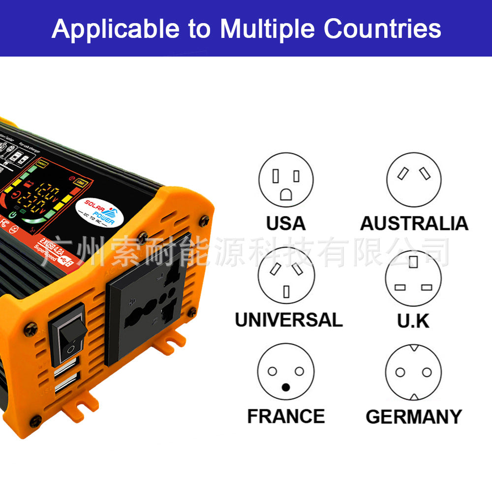 Vehicle Inverter500W 12V Turn110V/220V Intelligent Digital Display Double USB inverter Export