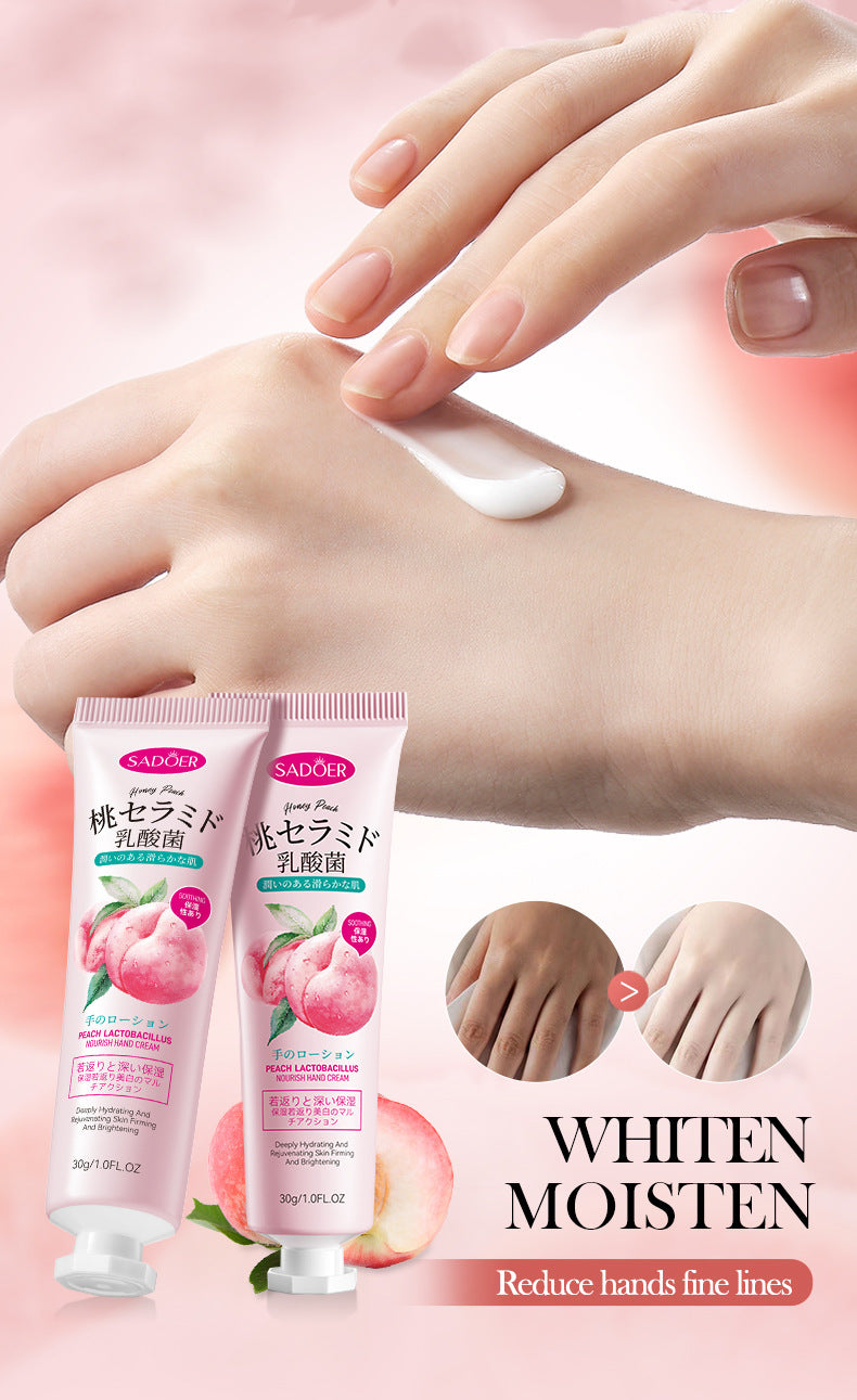 Peach Lactobacillus Hand Cream SADOER Nourishing Autumn and Winter Anti-Dry Crack Hand Cream Cross-Border Foreign Trade Wholesale