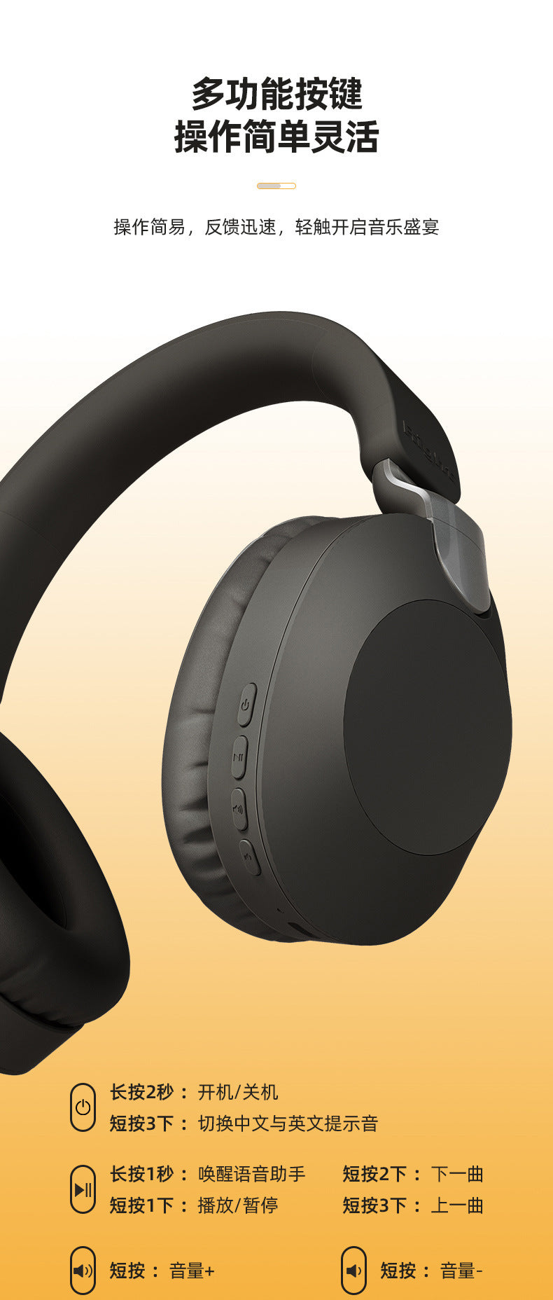 Hot-Selling Over-Ear Bluetooth Wireless Headphones with Microphone, Full Ear Coverage, Sports, Long Battery Life, Customizable, Noise Cancelling
