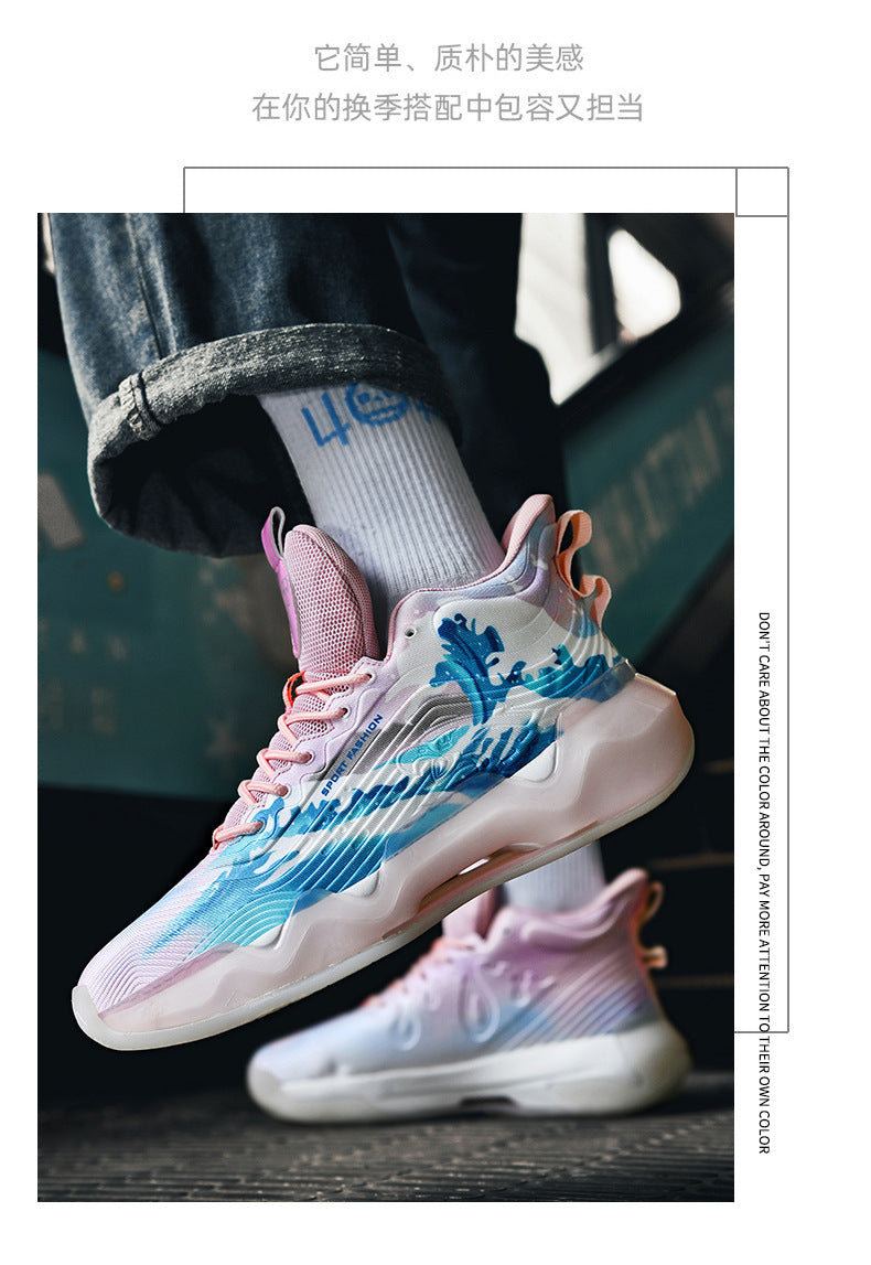 2025New Fashion Rubber Sole Sports Trendy Shoes for Teenagers, Personalized Professional High-Top Wear-Resistant Basketball Shoes