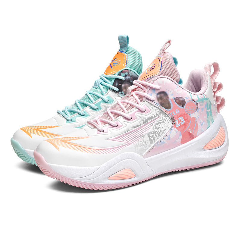 New Trendy Fashion Men's Youth Student Practical Basketball Boots Outdoor Sports Letter Non-Slip Basketball Shoes