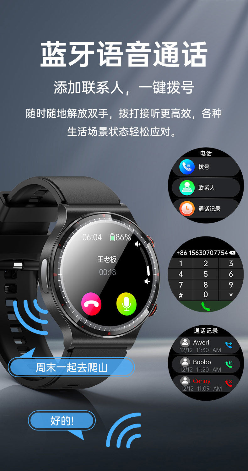 g08One-click Micro Health Check Smart Watch nfc Access Control Leather Electric Test Blood Sugar Uric Acid Detection Smart Watch Wholesale
