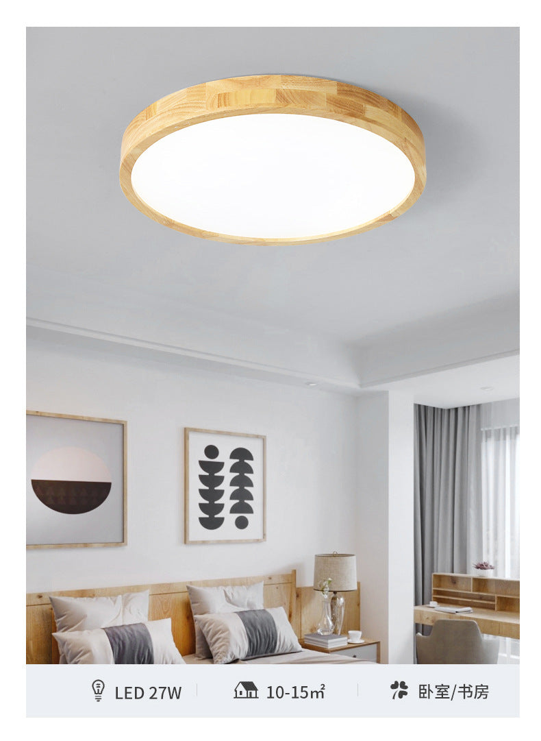 Log LED Ceiling Light Simple Modern Living Room Master Bedroom Dining Room Study Balcony Elegant Solid Wood Japanese Style Lighting