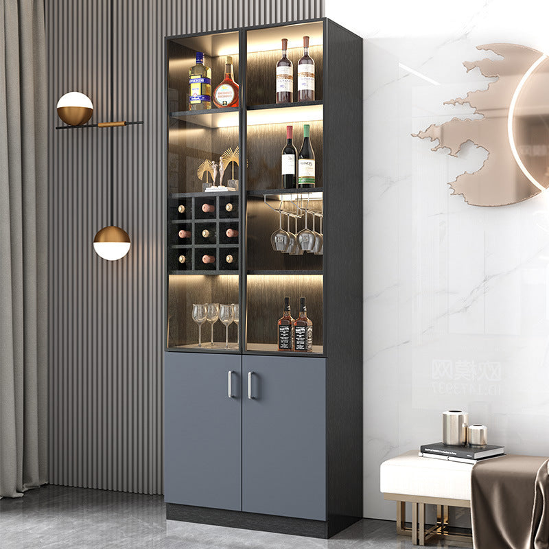 Apartment Wall-Mounted Sideboard Double-Door Wine Rack Storage Cabinet for Hotel Projects and Home Use LED Wine Cabinet