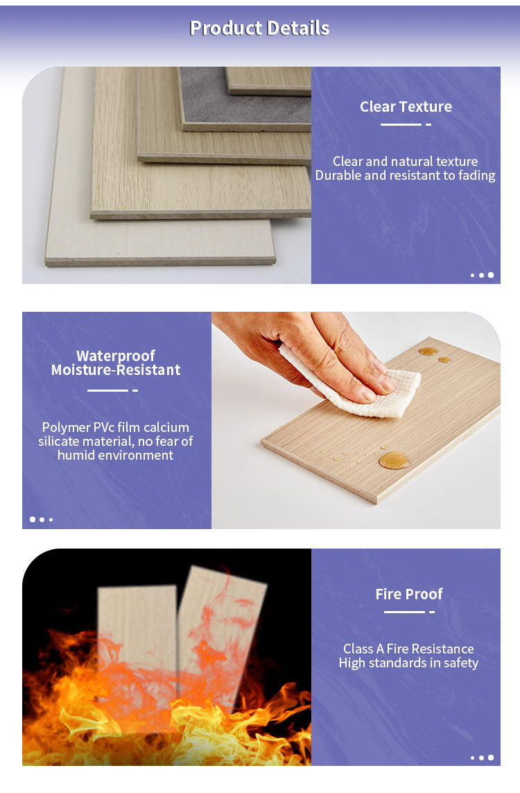 24mm PVC Faced Calcium Silicate Board Waterproof Fireproof Decorative Interior Panel for Commercial Residential Exterior Use