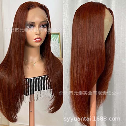 Reddish Brown Layered Wigs Copper Red Lace Wigs For Women