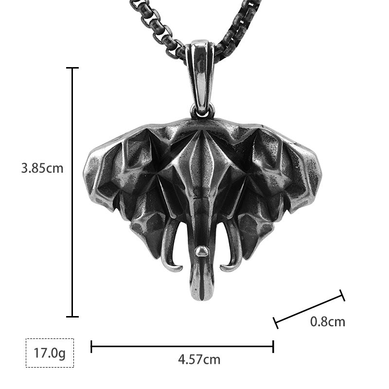 New Nordic Titanium Steel Elephant Pendant Necklace Trendy Punk Stainless Steel Vintage Necklace