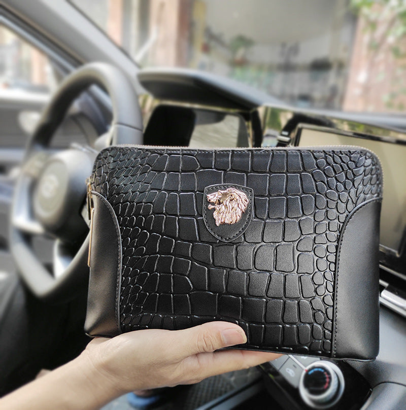 Beginner Handbag Men's Genuine Leather Handheld Smart Fingerprint Unlock Bag Business Large Capacity Clutch Bag