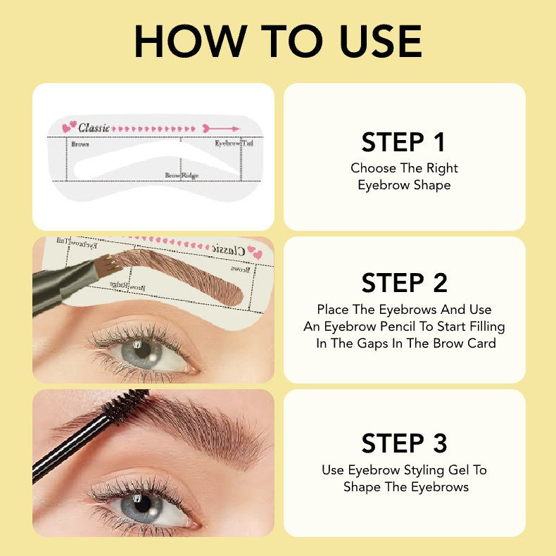 European Beauty Double-Ended Multi-Prong Plush Eyebrow Pencil+Styling Eyebrow Gel with Eyebrow Card Eye Set