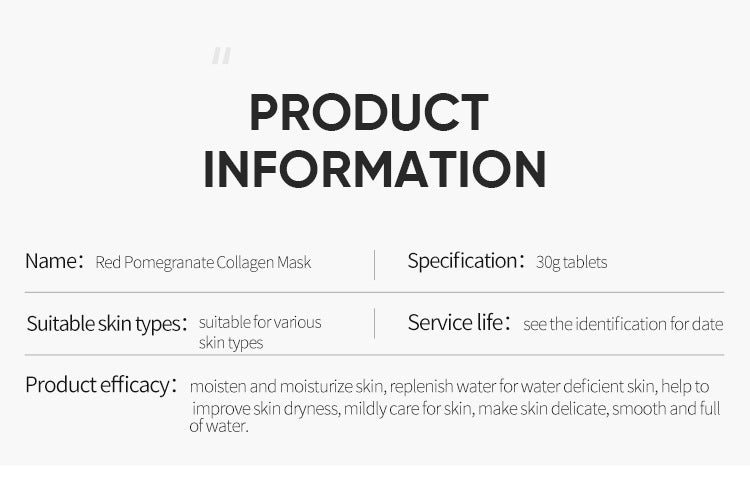 Cross-border Plant Face Mask Sheets30g  Red Pomegranate Moisturizing Tablets Foreign Trade Manufacturer Skincare Wholesale