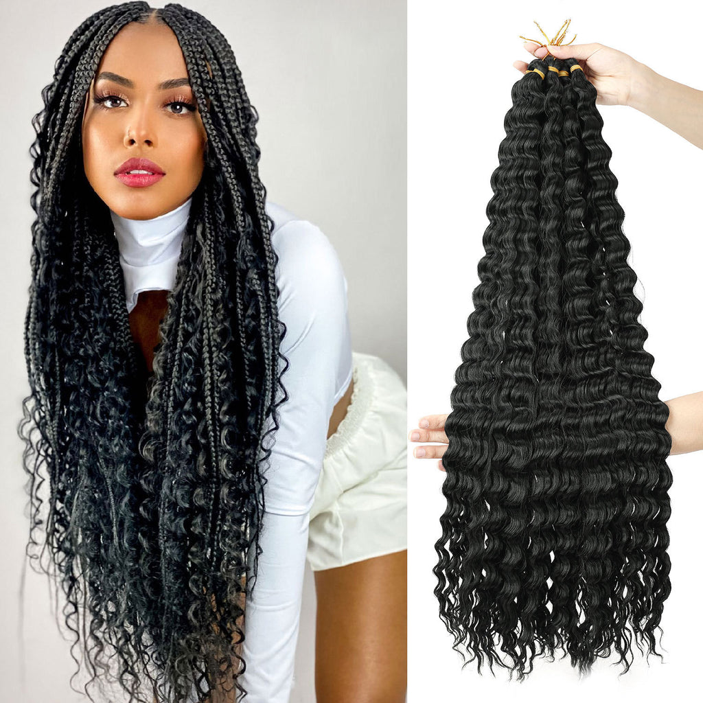 European and American Cross-Border African Synthetic Hair Wig Crochet Hair Extensions Curly Hair Piece DeepWaterWaveHair Long Curly Hair