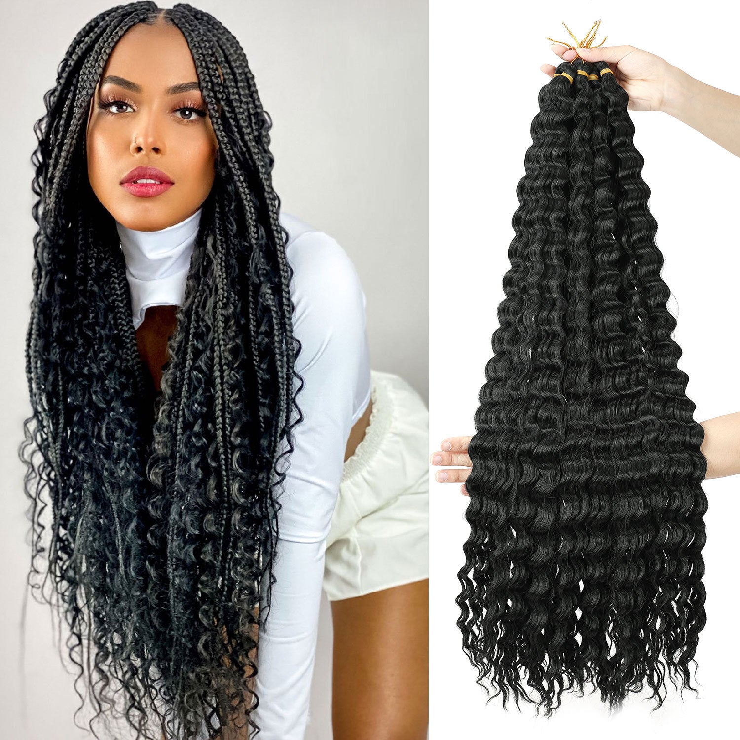European and American Cross-Border African Synthetic Hair Wig Crochet Hair Extensions Curly Hair Piece DeepWaterWaveHair Long Curly Hair