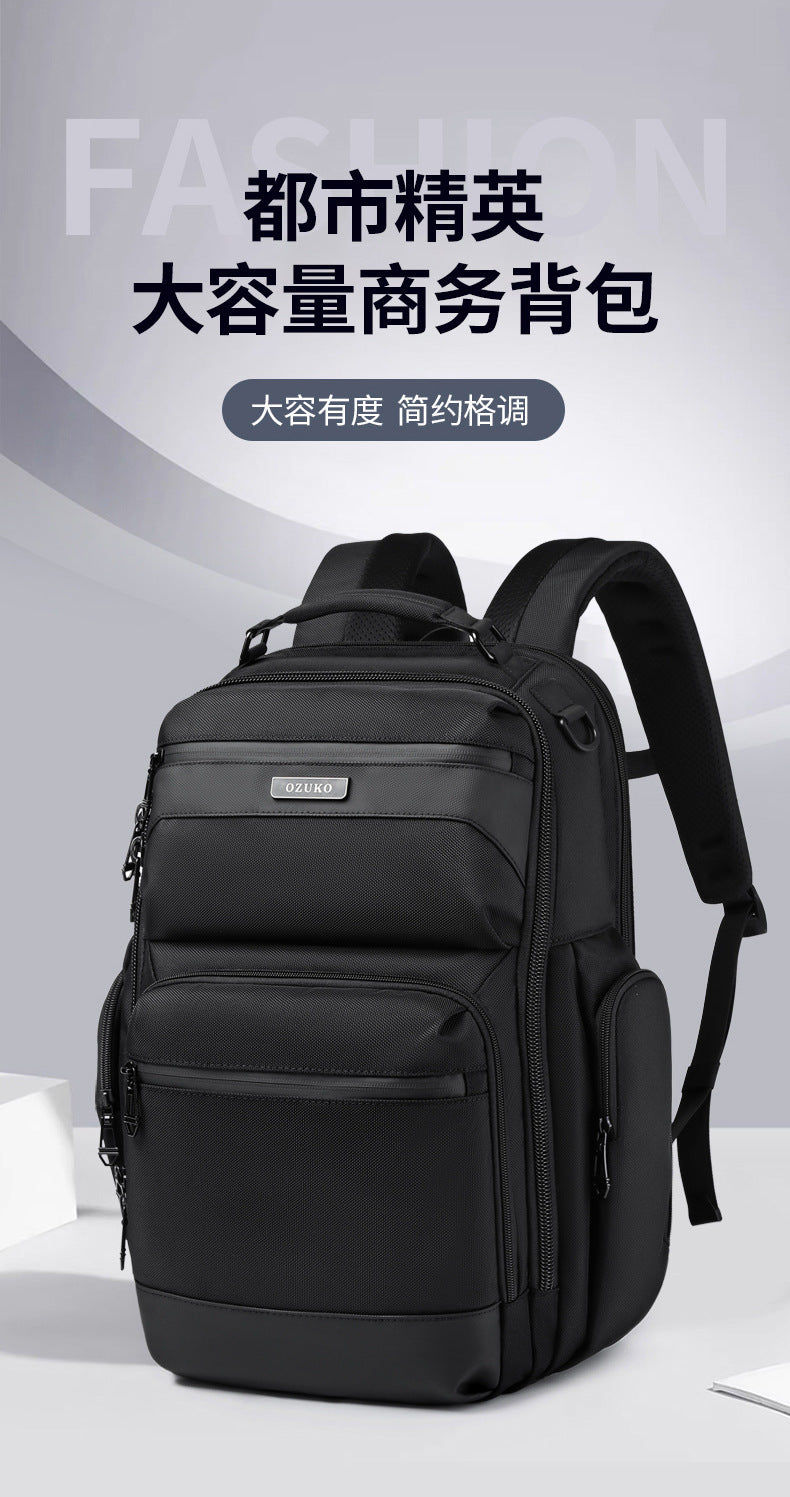 OZUKO Business Backpack Men's Commuting Computer Backpack Waterproof Large Capacity Business Travel Portable Men's Bag