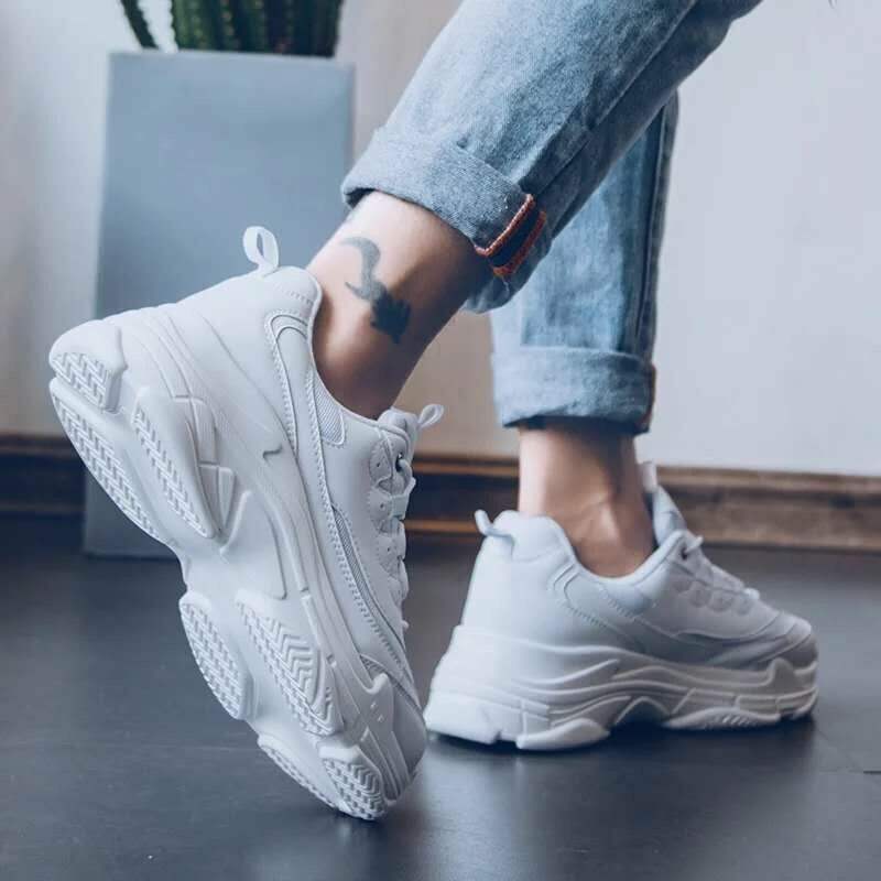 ins Super Popular Shoes Trendy Shoes Summer Height-Increasing White Sneakers Korean Style Versatile White Sports Shoes Dad Shoes