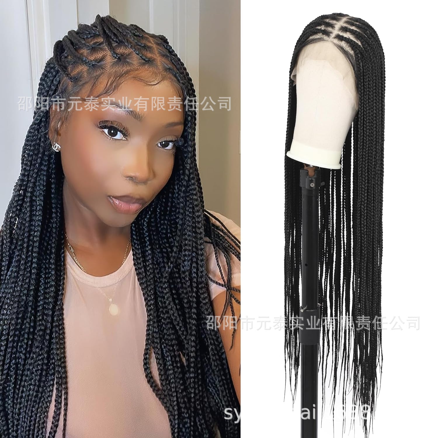 Full Double Lace 36" Braided Wigs  Cross Knotless Box Wigs