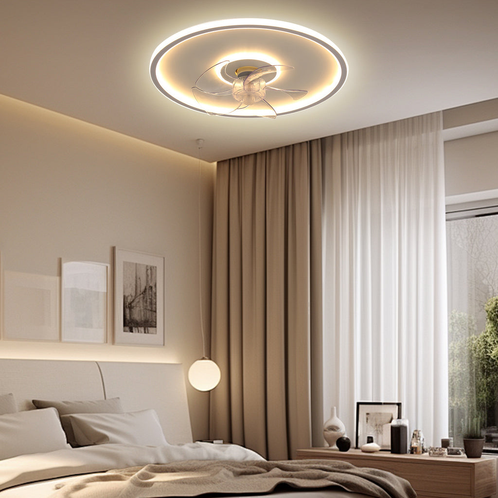 Minimalist Bedroom Ceiling Fan Light Modern Simple Silent Master Bedroom Fan Round Dining Room Oscillating Ceiling Fan Light