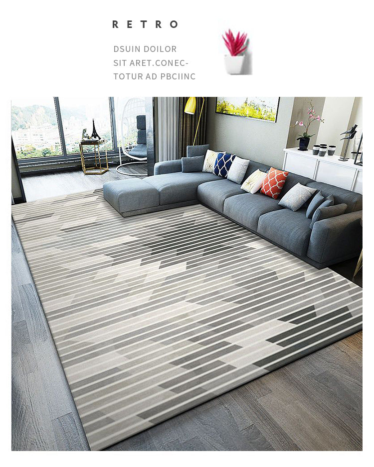 Carpet for Living Room, Stain-Resistant, Easy to Clean, Crystal Velvet Sofa Coffee Table Rug, Cooling, Silent, Light Luxury, Non-Slip Bedroom Bedside Rug