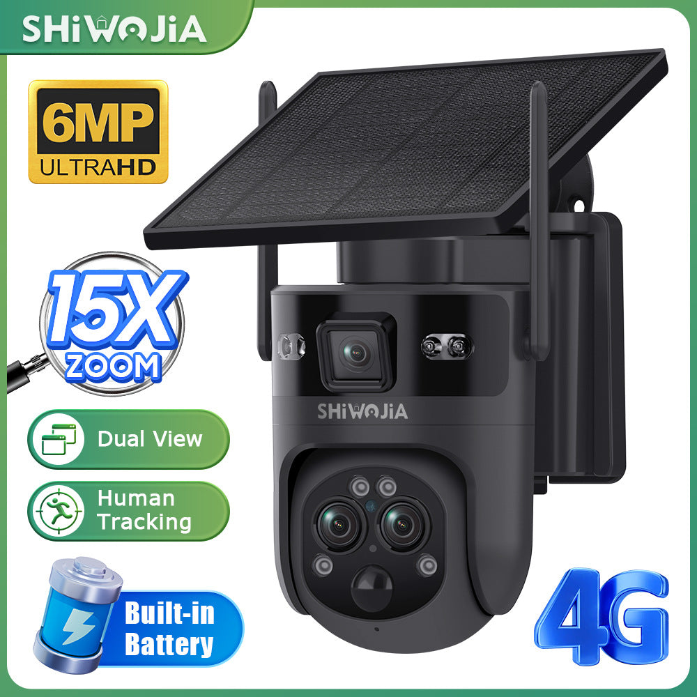 Exclusive Supply3Lens Hybrid Zoom15Double Waterproof Solar Camera6MP High Definition Wireless Multi-Zone