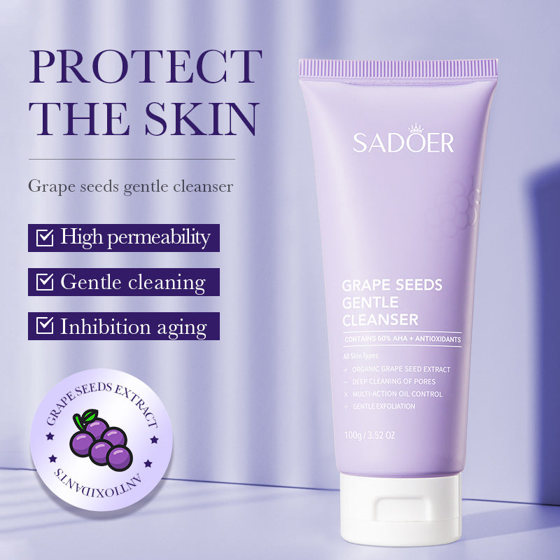 Grape Seed Skin Care Series SADOER Mild and Moisturizing Facial Cleanser, Skin Rejuvenating Eye Cream, Cross-Border Wholesale