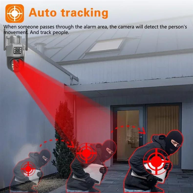 Gunball4g Solar camera HD night vision panoramic home use remote dual lens outdoor surveillance