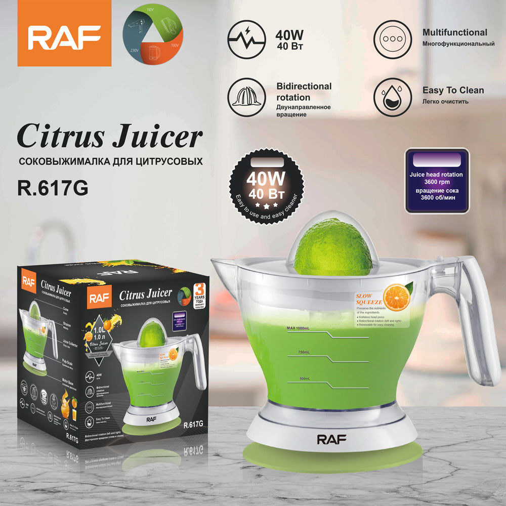 RAF EU Standard Electric Fresh Orange Juicer Household Automatic Juicer Lemon Orange Juice Machine Small Portable617