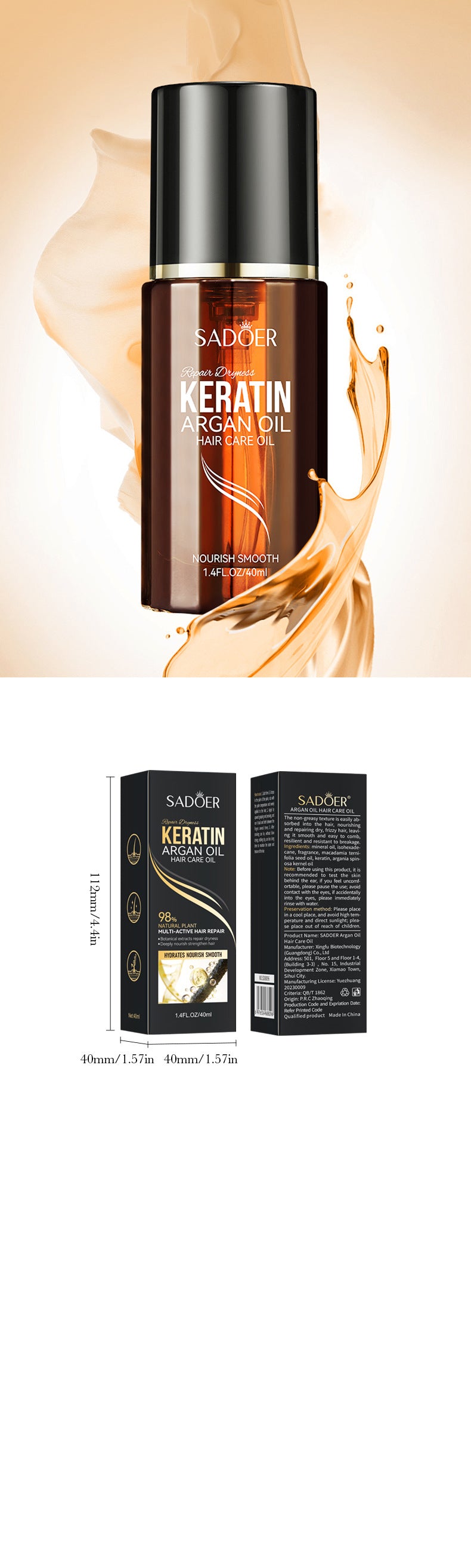 Full English Nut Oil Hair Care Essential Oil80mlSADOER Smooth and Frizz-Reducing Conditioner  Wholesale