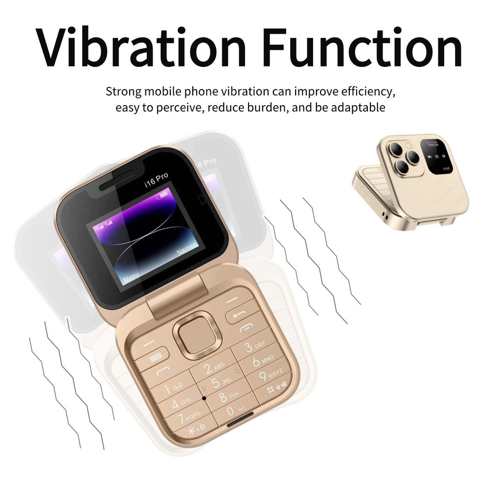 Mini Foldable Feature Phone Flip Cover Elderly Button Phone Pocket Women's Personalized Phone Backup Phone