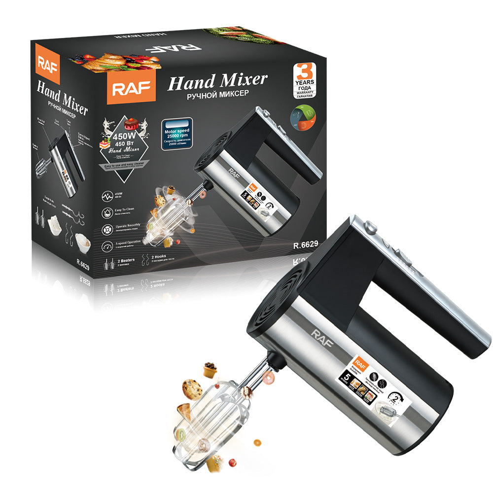 EU Standard Household Stainless Steel Egg Beater Electric Baking Cake Cream Whisk Handheld Mixer R.6629