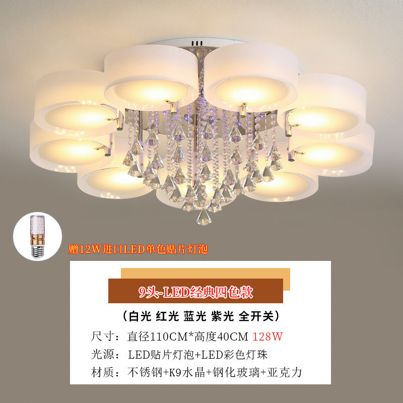 Living Room Lamp Crystal Lamp LED Ceiling Lamp Round Bedroom Lamp Simple Modern Elegant Home Dining Room Balcony Lighting