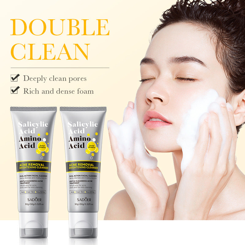 Facial Cleanser SADOER Salicylic Acid Amino Acid Double Effect Cleansing Cleanser Cross-Border Foreign Trade Wholesale