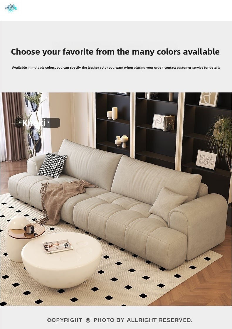 Simple Modern Cream Style Puff Sofa for Small Apartments, Rental Rooms, Living Rooms, Internet Celebrity Fabric Cotton Candy Straight Row Sofa