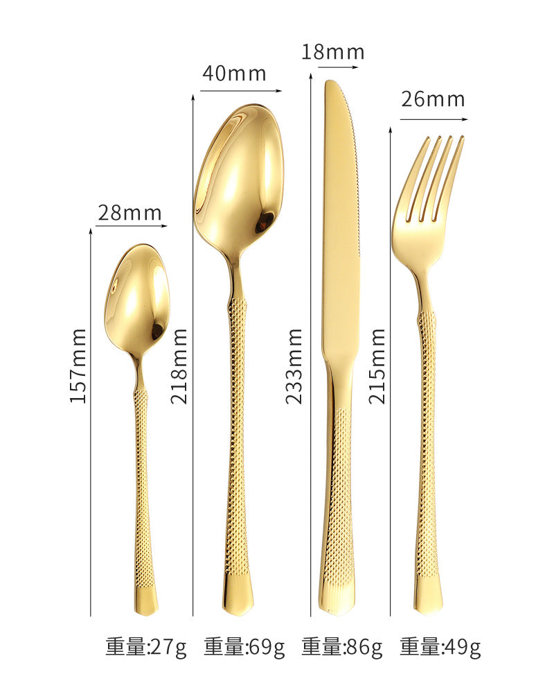 201Stainless steel tableware hotel high-end cutlery set24Set of Restaurant Star Point Steak Knife and Fork Set