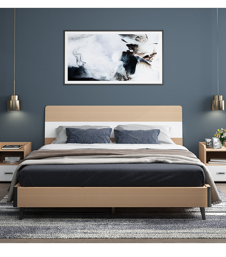 Modern Minimalist Small Apartment Master Bedroom Furniture Wedding Bed Hotel apartment B&B simple economical double bed