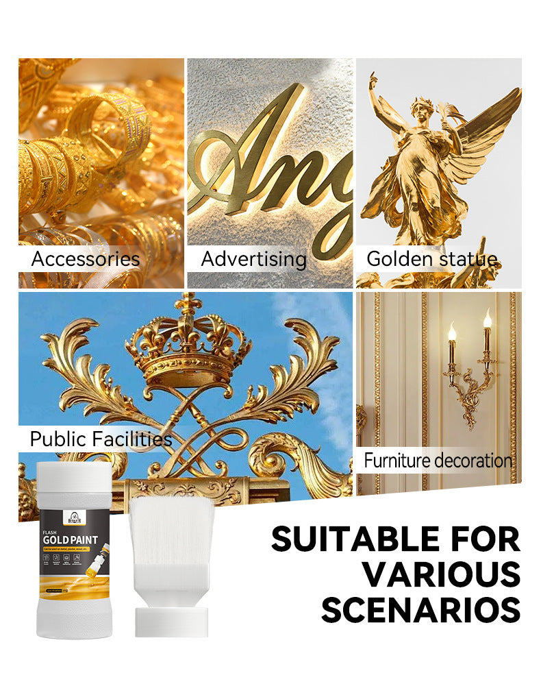 Water-based Gold Foil Paint Gold Paint Water-based Paint Iron Art Iron Door Railing Renovation with Brush Paint Manufacturer