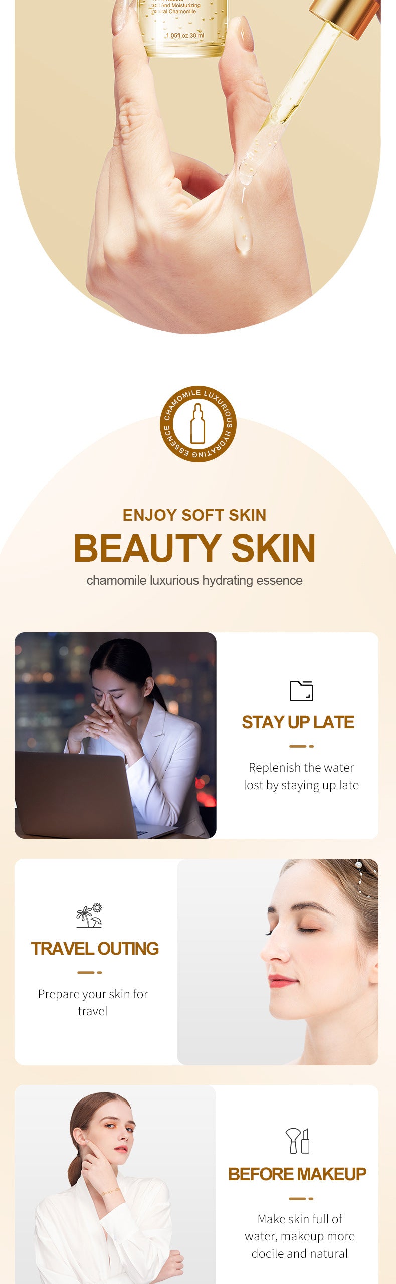 Full English Plant Essence Serum SADOER Aloe Vera Rose Chamomile Hydrating Moisturizing  Foreign Trade Wholesale