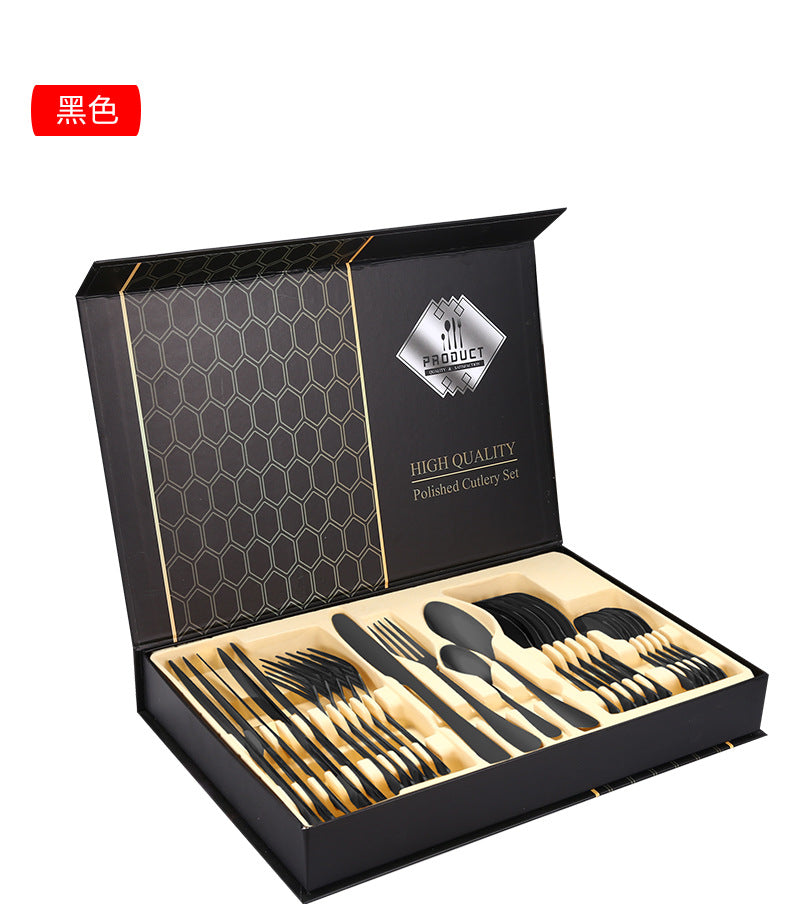 1010Stainless Steel Tableware Hotel Restaurant Knife Fork Spoon Set Western Steak Knife Fork24Set