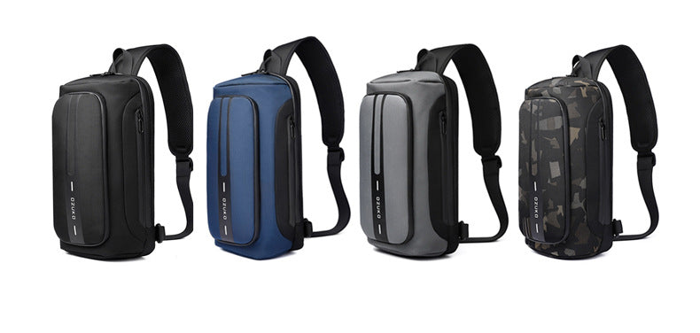 OZUKO Men's Functional Chest Bag Waterproof Crossbody Bag Multifunctional Shoulder Bag Outdoor Sports Large Capacity Trendy Bag