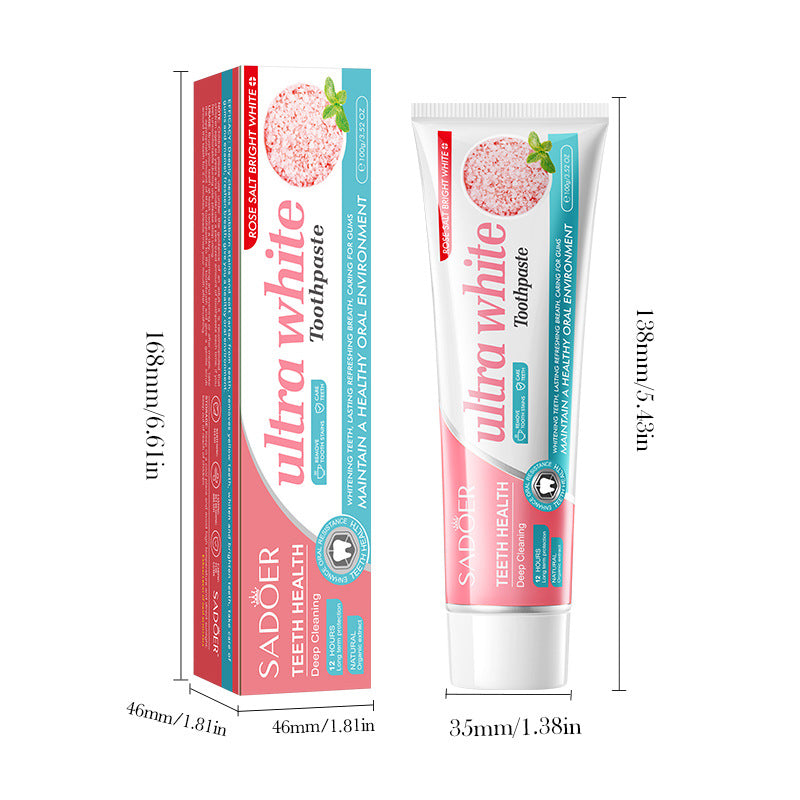 Rose Salt Brightening Stain Removal Toothpaste SADOER Oral Teeth Gum Care Plant-Based Toothpaste  Wholesale