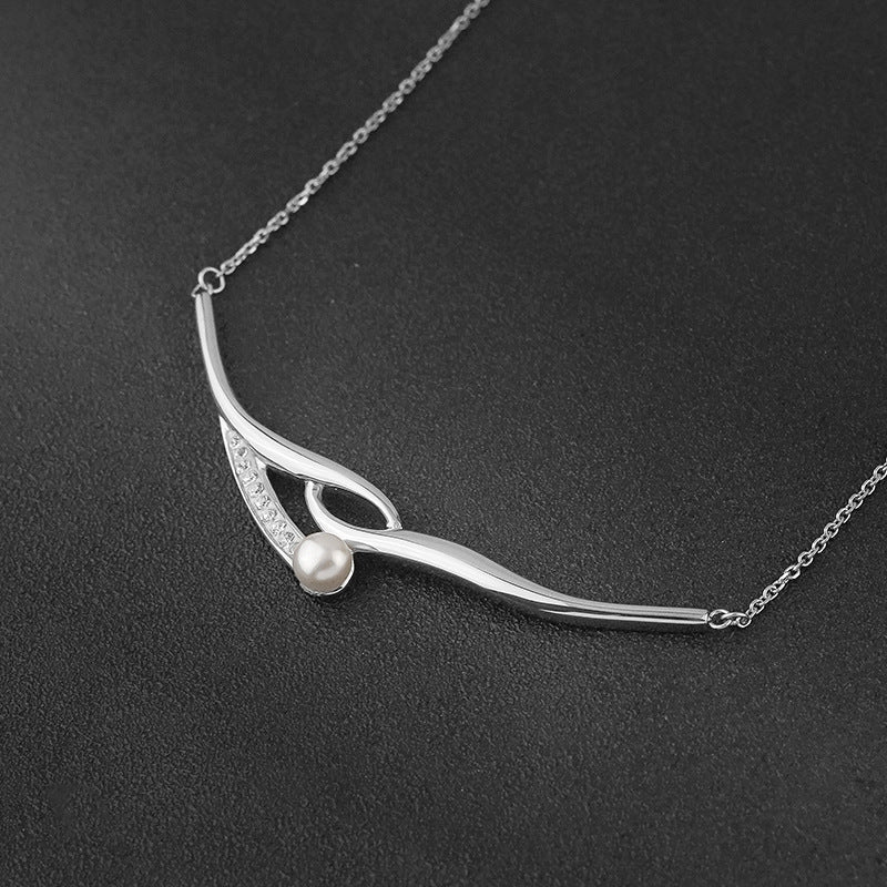 New Pearl Diamond Stainless Steel Necklace Pendant for Women Personalized ins Titanium Steel Jewelry Factory Wholesale